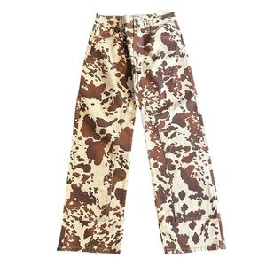 Free People Risk Taker Cow Print Jeans
